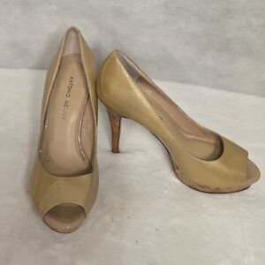 ANTONIO MELANI Elegant Gold Peep Toe Heels